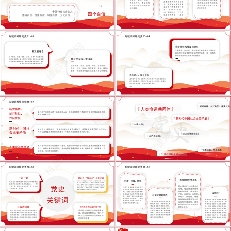 回顾百年党史100个关键词（终篇）PPT庆祝建党100周年专题系列党课课件模板