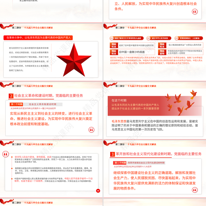 十九届六中全会PPT党政风精品学习贯彻党的十九届六中全会公报内容会议精神党课课件
