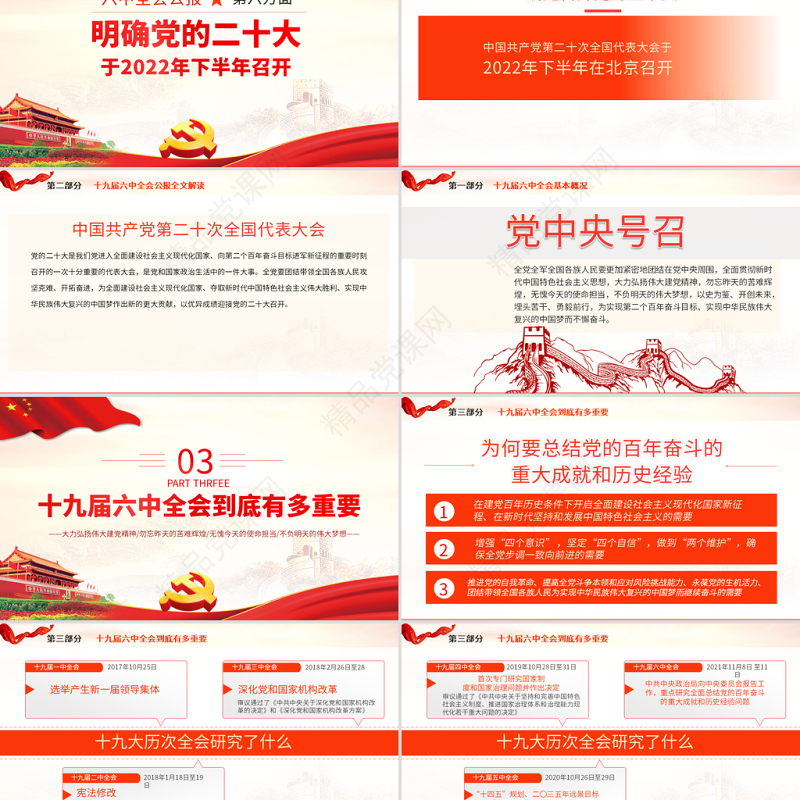 十九届六中全会PPT党政风精品学习贯彻党的十九届六中全会公报内容会议精神党课课件