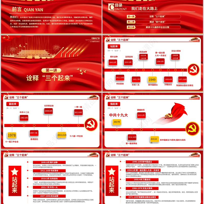 党支部党委党组七一建党最新党课我们走在大路上动态PPT模板-含讲稿