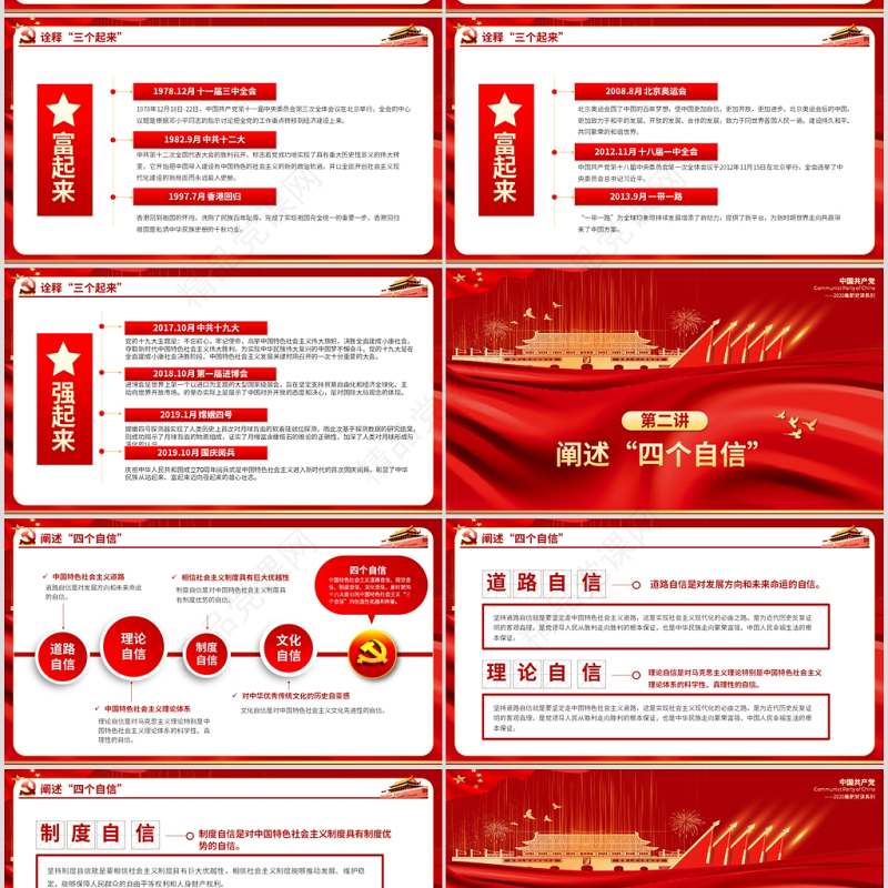 党支部党委党组七一建党最新党课我们走在大路上动态PPT模板-含讲稿