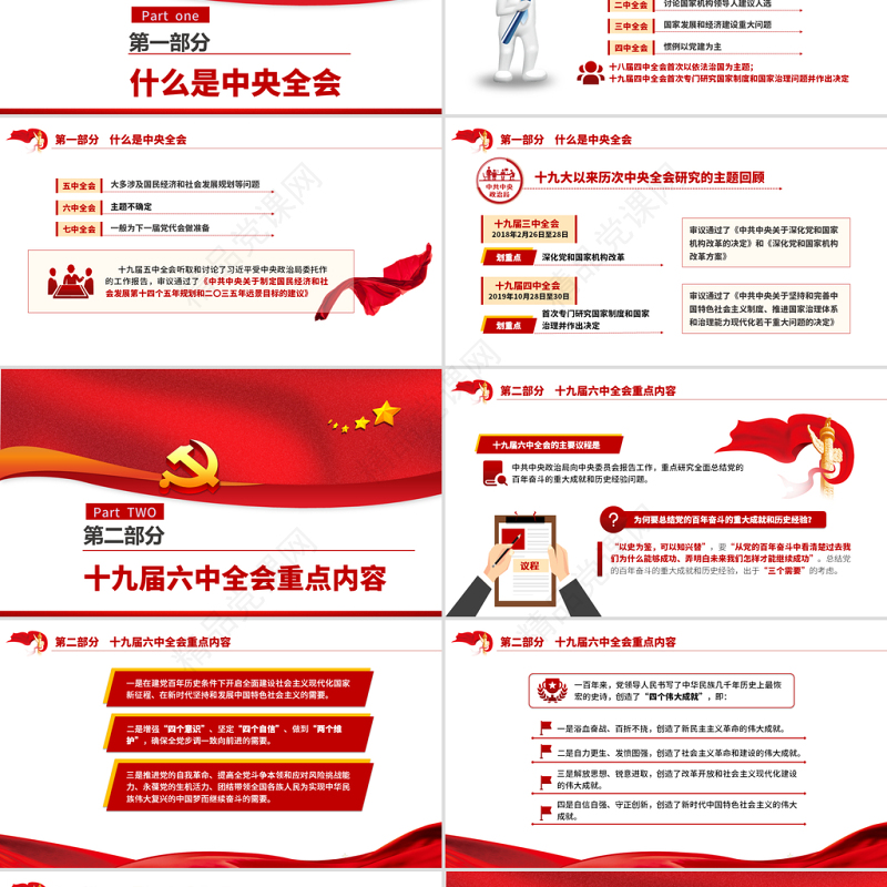 学习2021年十九届六中全会公报精神ppt课件模板下载