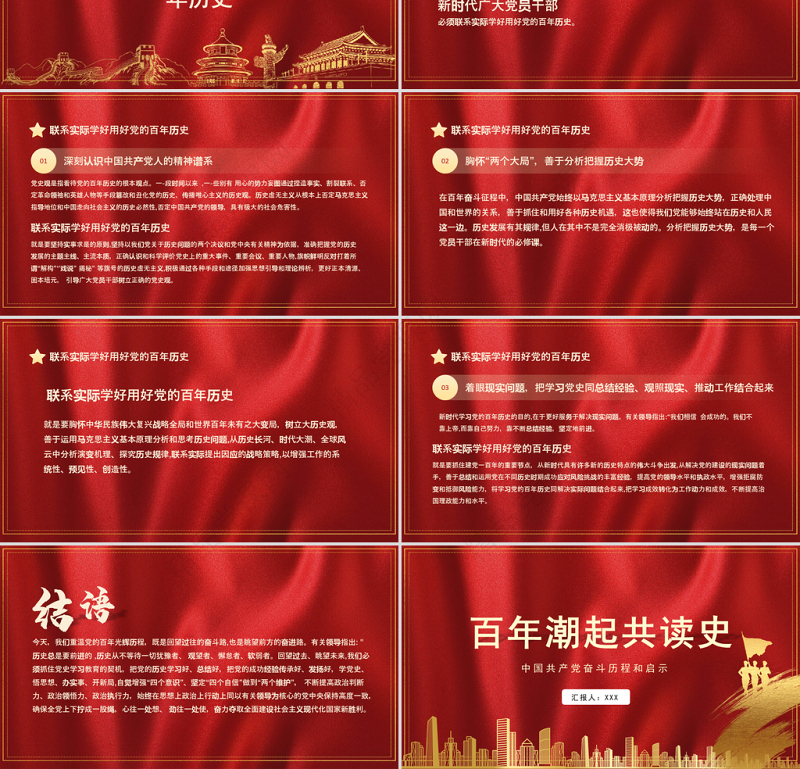 百年潮起共读史PPT中国共产党奋斗历程和启示专题党课课件