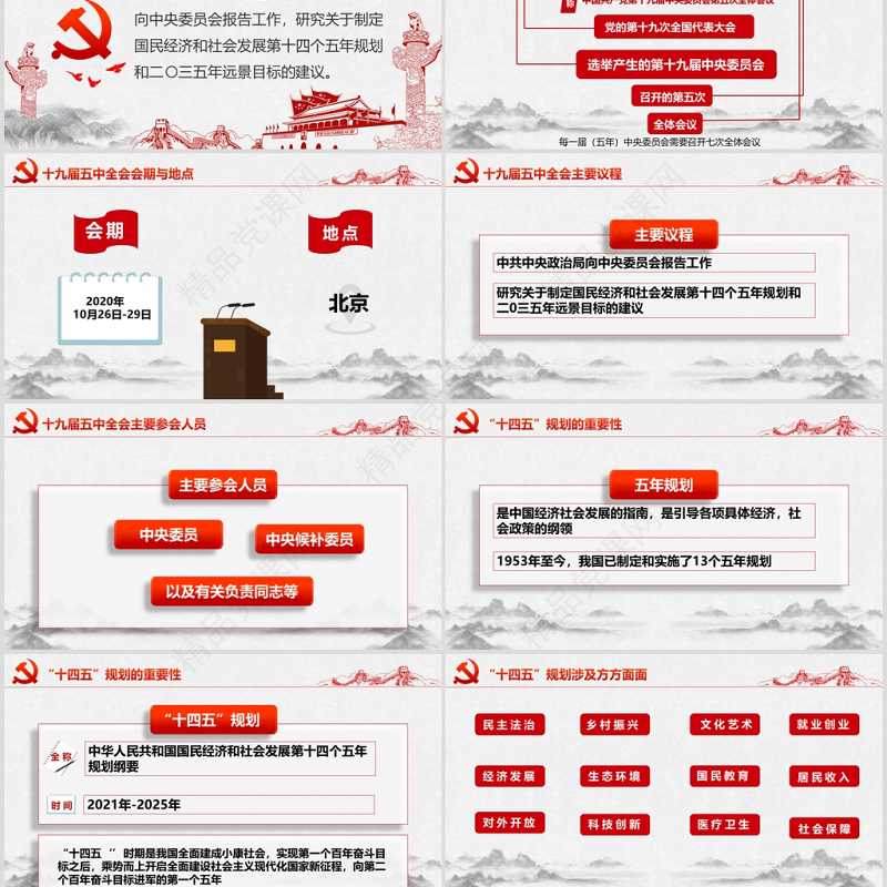 聚焦党的十九届五中全会PPT模板