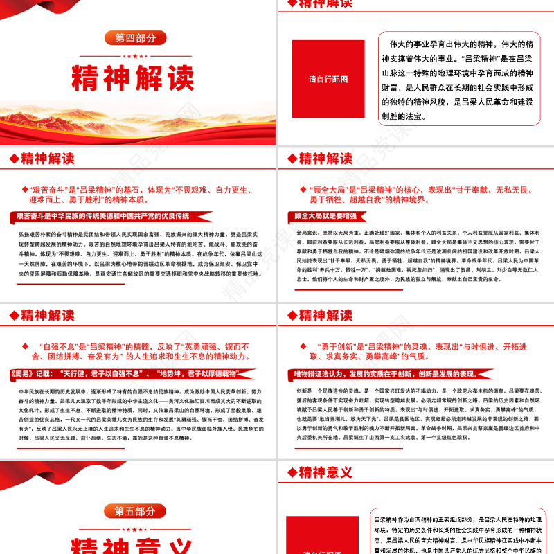 2021弘扬吕梁精神传承红色基因PPT七一建党100周年党员教育培训专题课件PPT模板