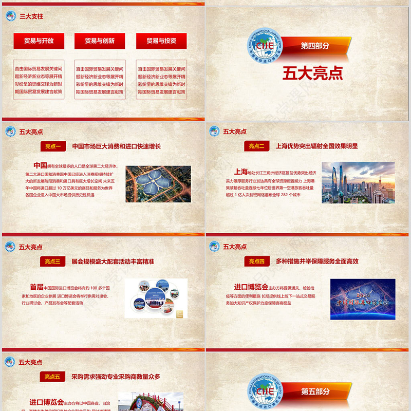 中国风国际进口博览会PPT模板