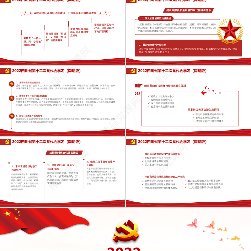 党政风党建风中国共产党四川省第十二次代表大会专题党课PPT模板（简明版）