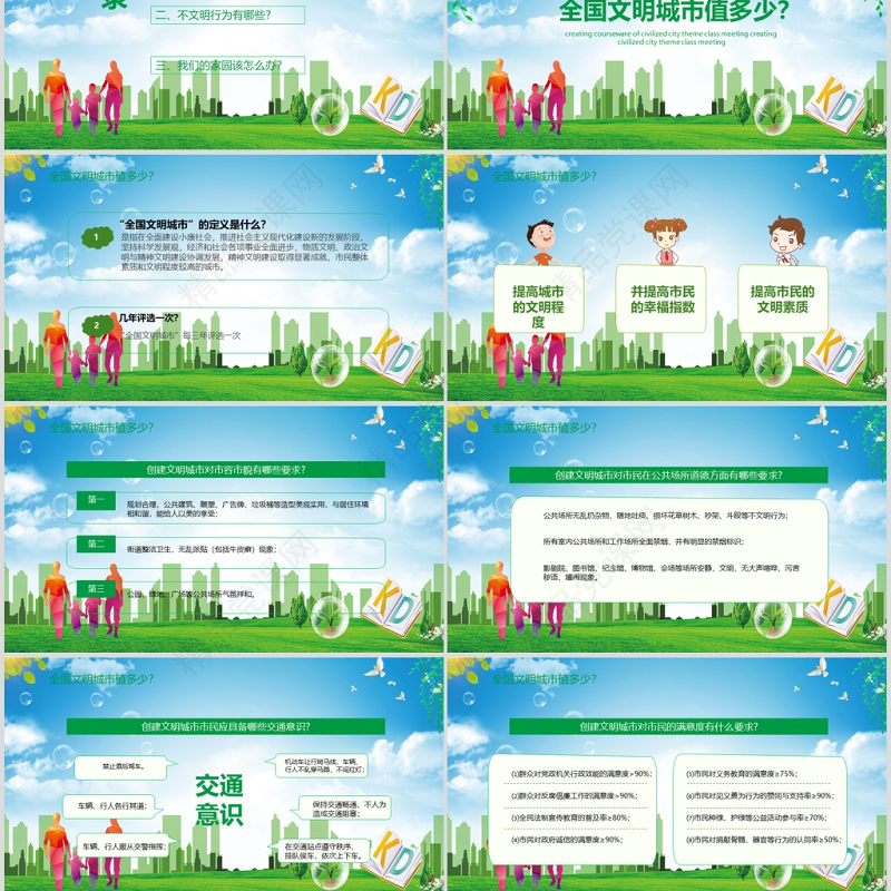 绿色创建文明城市我们共同努力PPT模板