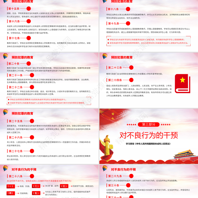 2021学习贯彻《中华人民共和国预防未成年人犯罪法》PPT模板