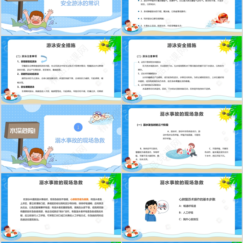 暑期防溺水安全知识教育PPT模板