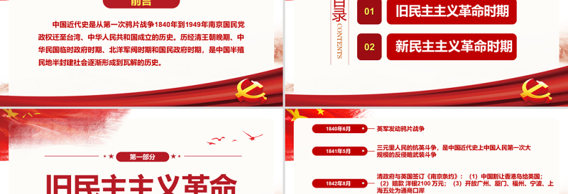 中国近代史时间轴PPT极简风七一建党节建党100周年专题党课PPT模板