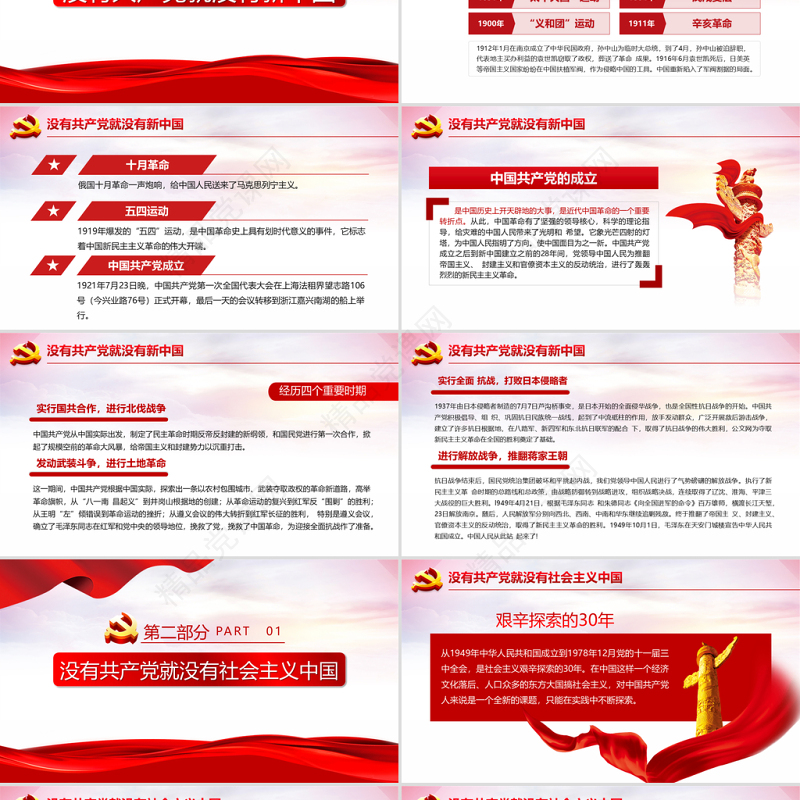 学党史颂党恩跟党走PPT极简风热烈庆祝中国共产党成立100周年专题党课课件