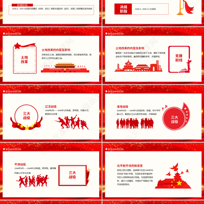 解放战争胜利PPT庆祝建党100周年党史学习之解放战争的过程新民主主义革命的胜利专题辅导PPT模板