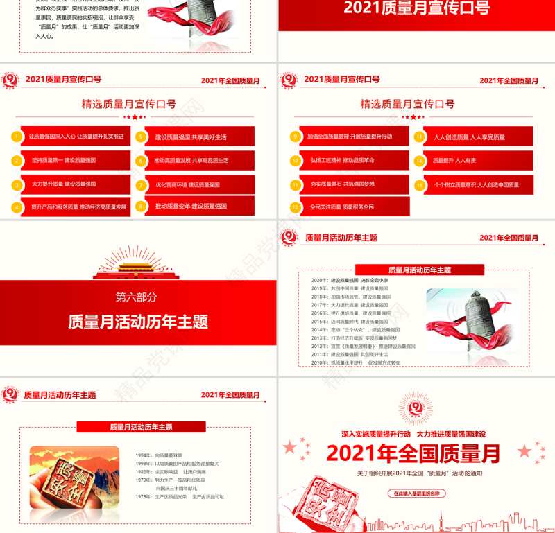 全国质量月宣传PPT红色简洁风模板下载