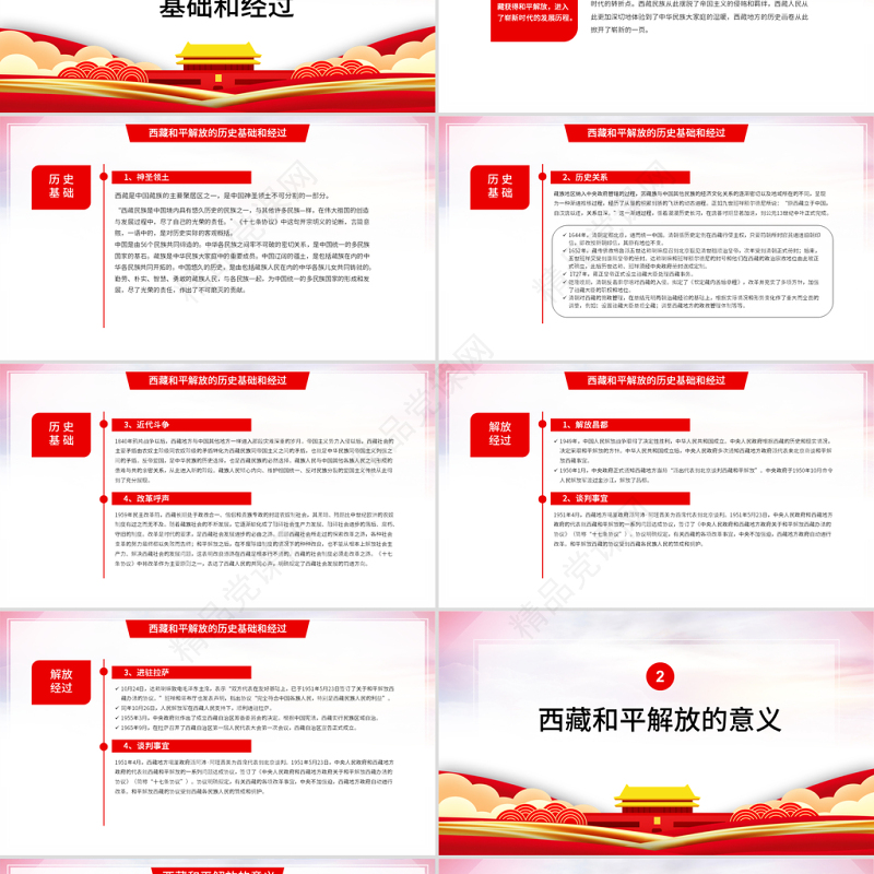 2021传承红色精神积蓄奋斗力量西藏和平解放70周年党课ppt建党100周年党员教育培训专题党课课件