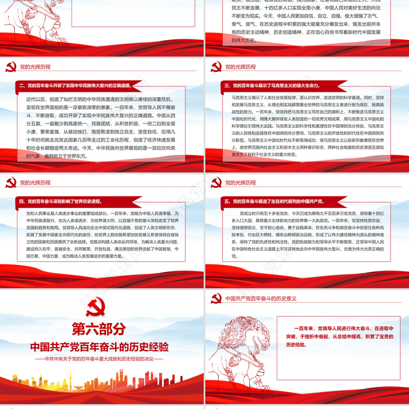 中共中央关于党的百年奋斗重大成就和历史经验的决议党课PPT