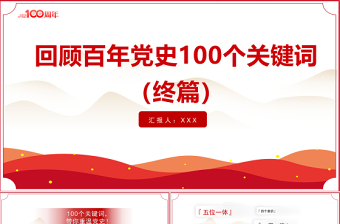 回顾百年党史100个关键词（终篇）PPT庆祝建党100周年专题系列党课课件模板