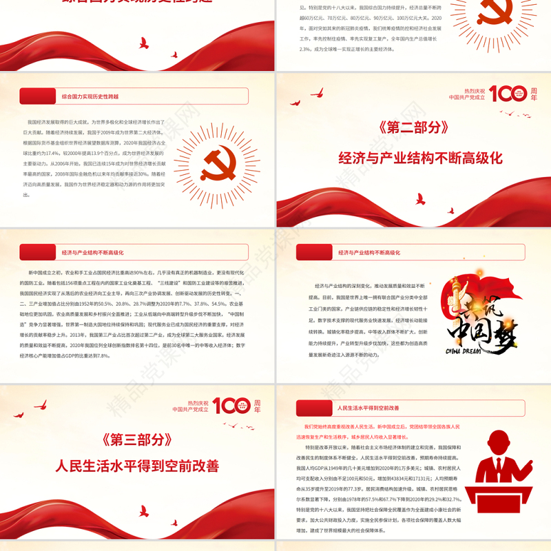 党领导经济建设的伟大成就和经验启示PPT红色党政风庆祝中国共产党成立100周年专论党员学习微党课课件