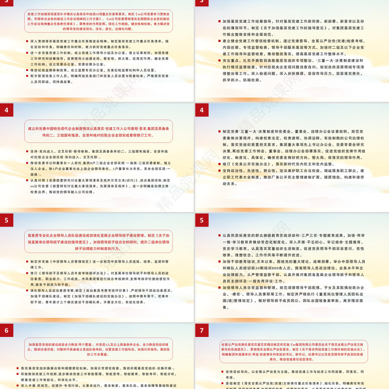 年XX国有企业党的建设工作会议精神贯彻落实“回头看”情况总结报告PPT党课课件模板下载