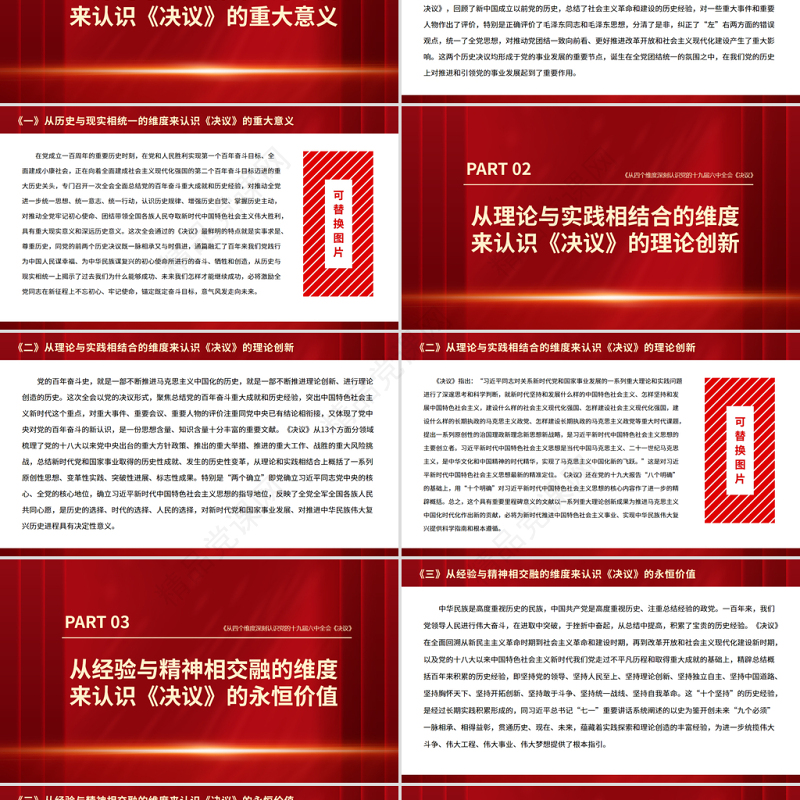 党政风从四个维度深刻认识党的十九届六中全会《决议》PPT党员学习微党课课件