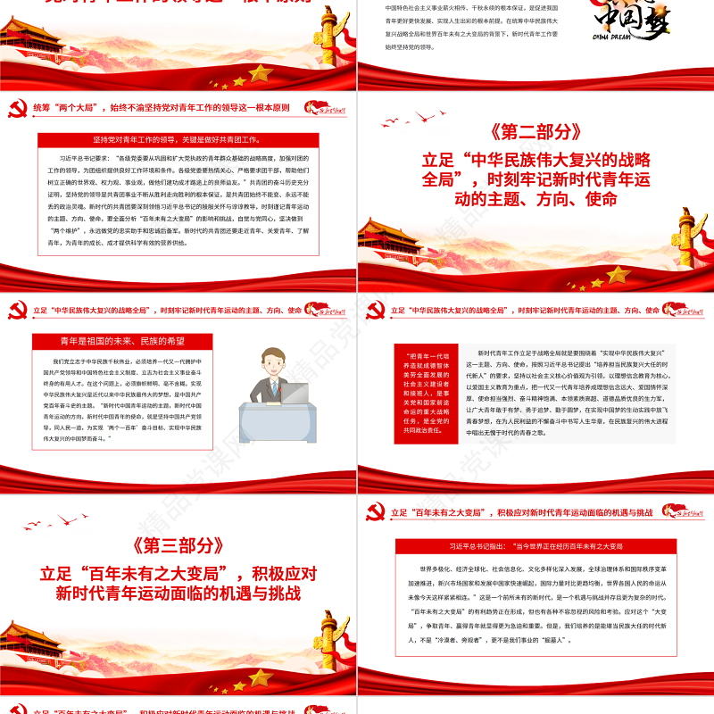 立足“两个大局”全力做好新时代青年工作PPT红色党政风关于青年工作的重要思想专题党课课件模板下载