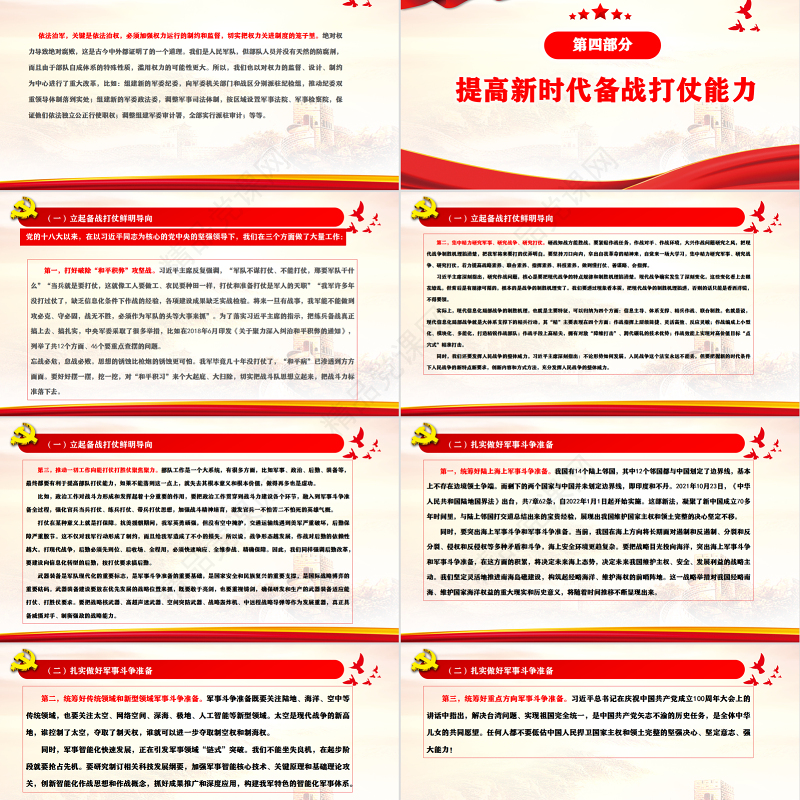 新时代的国防和军队建设PPT党政大气风热烈庆祝中国人民解放军建军95周年专题党课课件模板