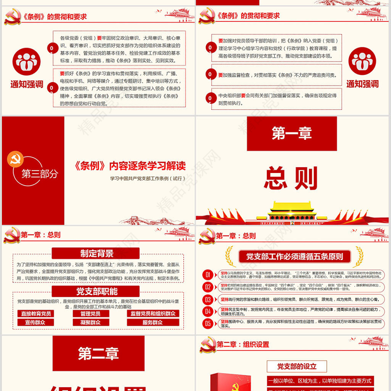 原创2018中国共产党支部工作条例党课PPT-版权可商用