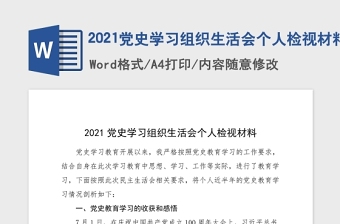 2021党史学习组织生活会个人检视材料