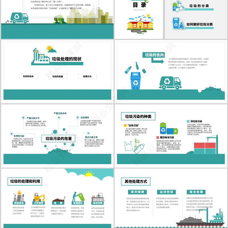 2020年可爱卡通爱护环境保护地球做好垃圾分类PPT