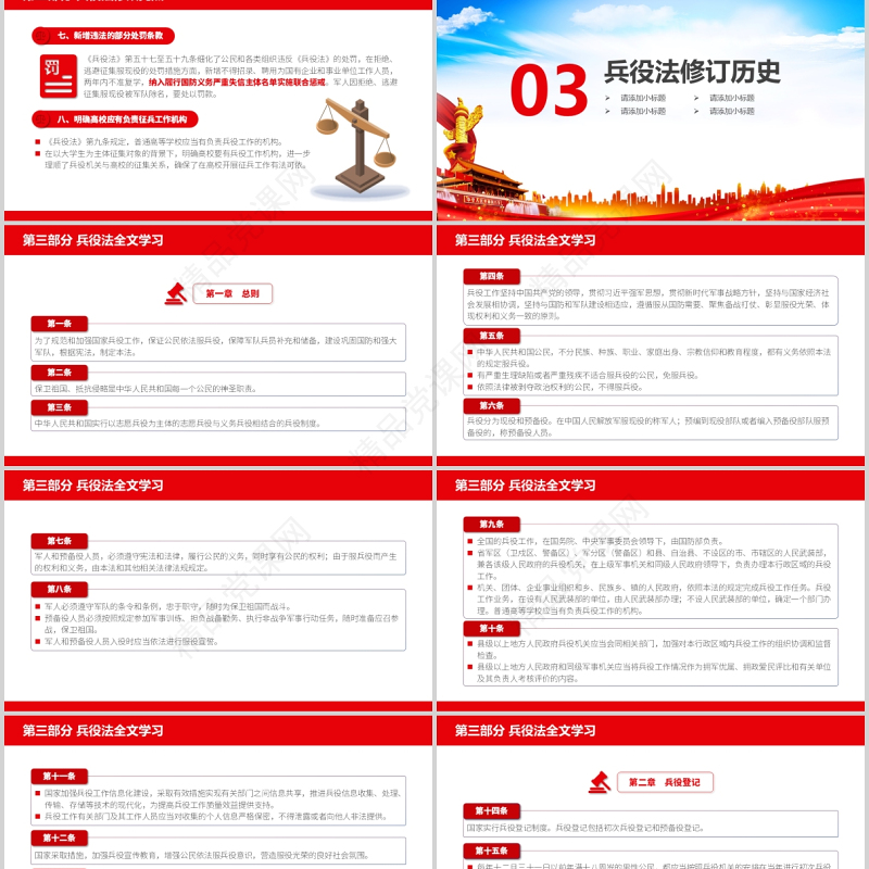 2021中华人民共和国兵役法PPT最新修订版规范和加强国家兵役工作部队征兵宣传党课课件