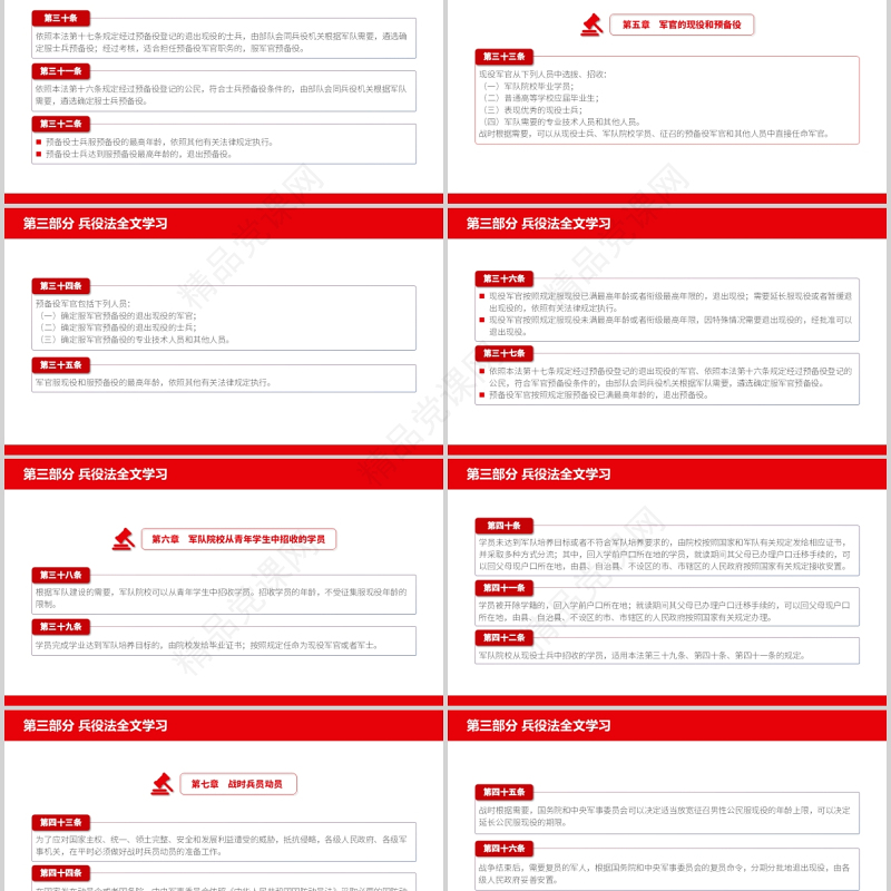 2021中华人民共和国兵役法PPT最新修订版规范和加强国家兵役工作部队征兵宣传党课课件