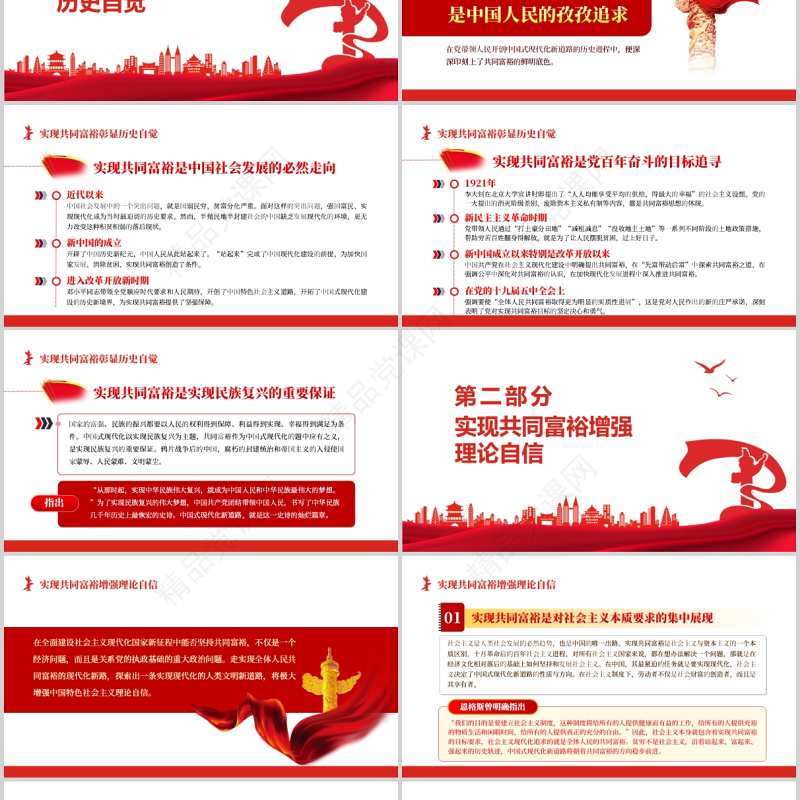 坚持走实现全体人民共同富裕的现代化新道路PPT红色党政风扎实推荐共富裕党委基层党组织团委专题党课