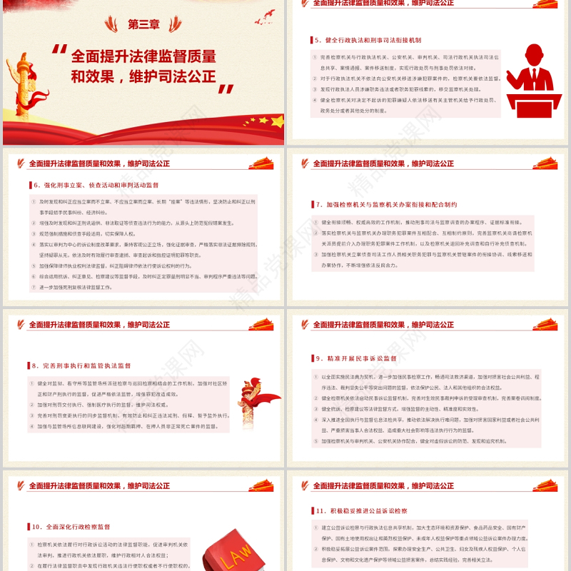 2021关于加强新时代检察机关法律监督工作的意见PPT红色党政风纪律监察党课课件