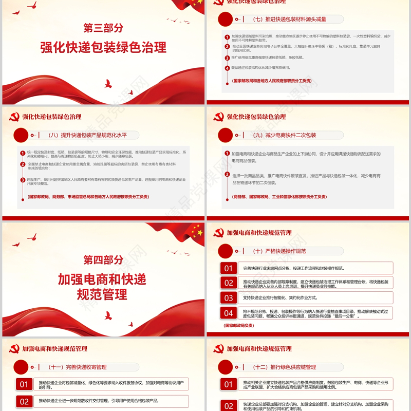 关于加快推进快递包装绿色转型意见的通知PPT专题党课课件模板