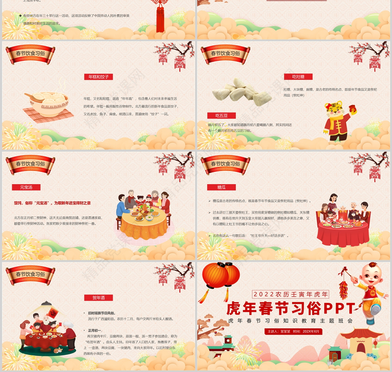春节习俗知识PPT2022虎年春节习俗知识教育主题班会课件