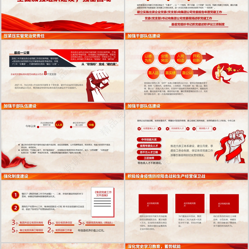 国企党建工作总结PPT党政风党建风各基层党支部开展工作总结汇报主题教育专题党课课件