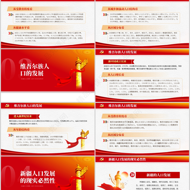 新疆的人口发展白皮书PPT红色党建风党的治疆方略新疆人口发展历史及发展趋势党课课件