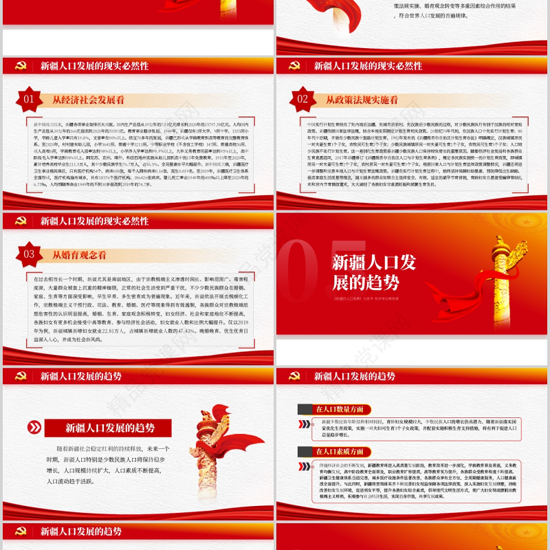 新疆的人口发展白皮书PPT红色党建风党的治疆方略新疆人口发展历史及发展趋势党课课件