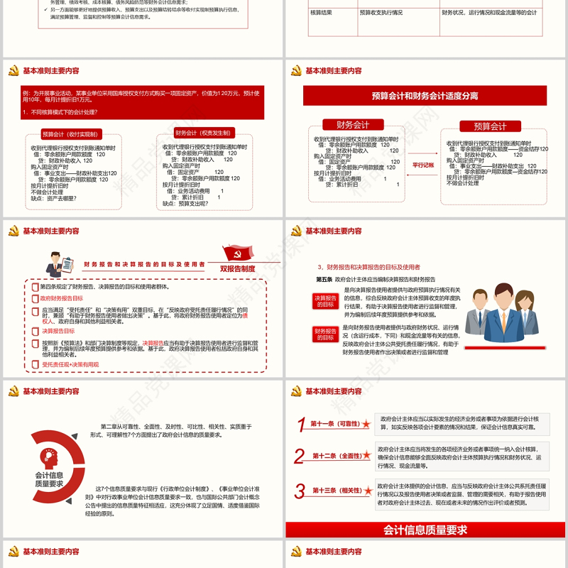 政府会计制度会计准则ppt红色极简风专题党课课件