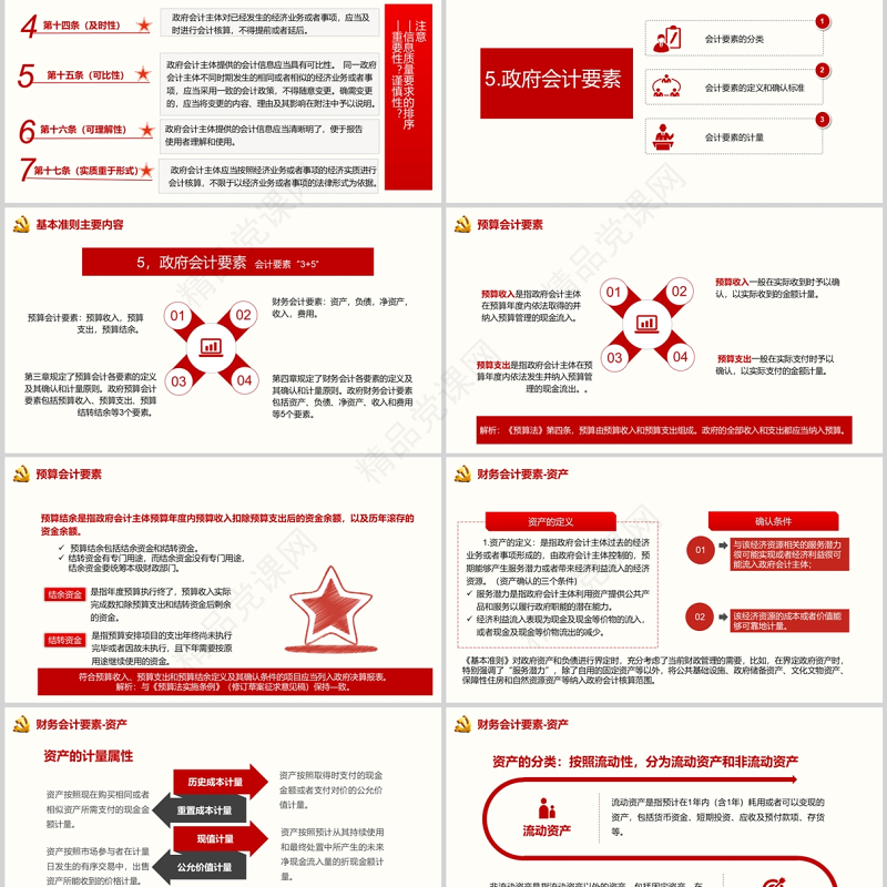 政府会计制度会计准则ppt红色极简风专题党课课件