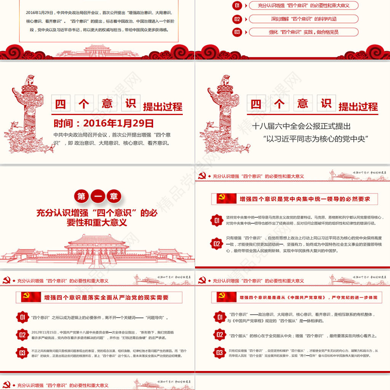 增强四个意识争做合格党员PPT模板