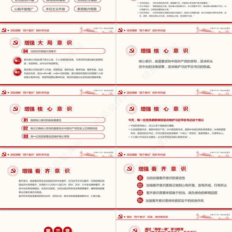 增强四个意识争做合格党员PPT模板