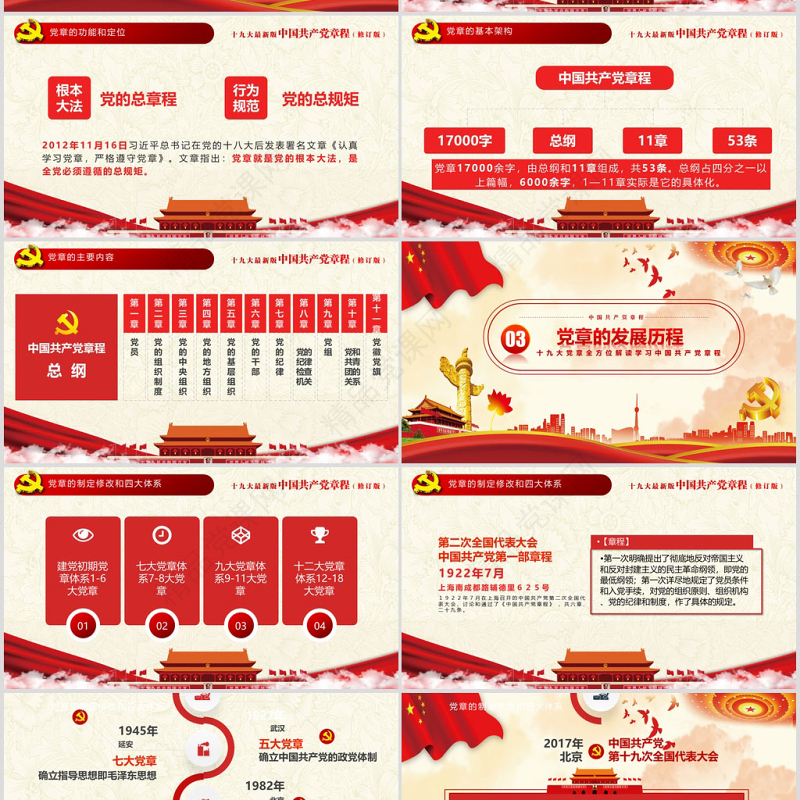 十九大新党章全方位解读学习中国共产党章程PPT