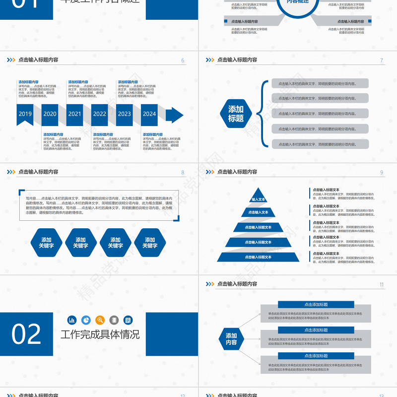 蓝色述职报告工作总结PPT模板幻灯片