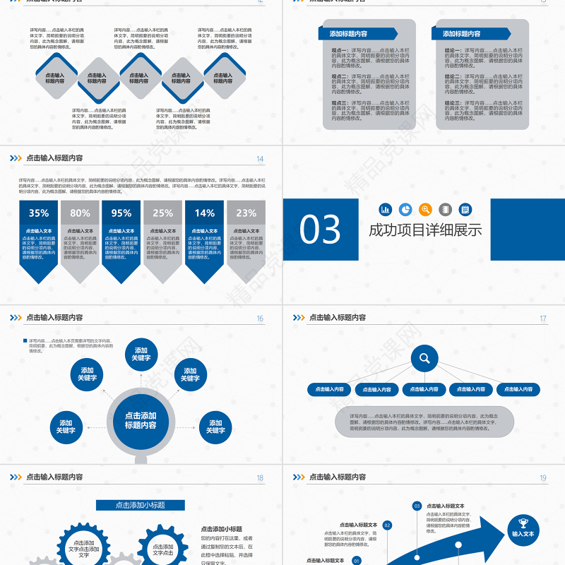 蓝色述职报告工作总结PPT模板幻灯片