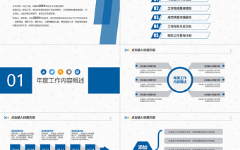 蓝色述职报告工作总结PPT模板幻灯片