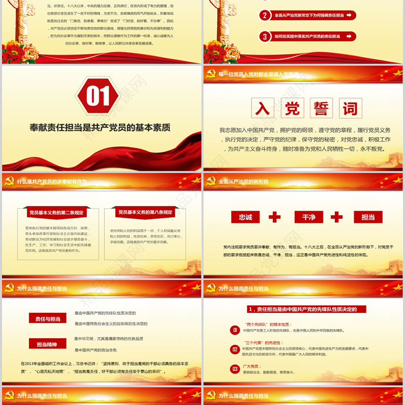 做合格党员标准ppt模板微党课