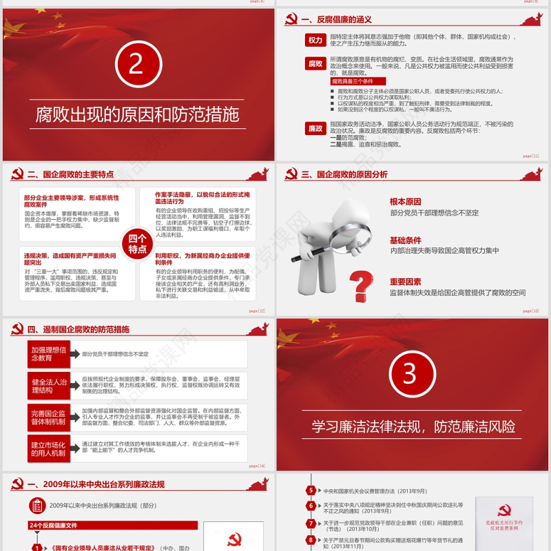 红色公职人员廉洁从业培训PPT模板幻灯片