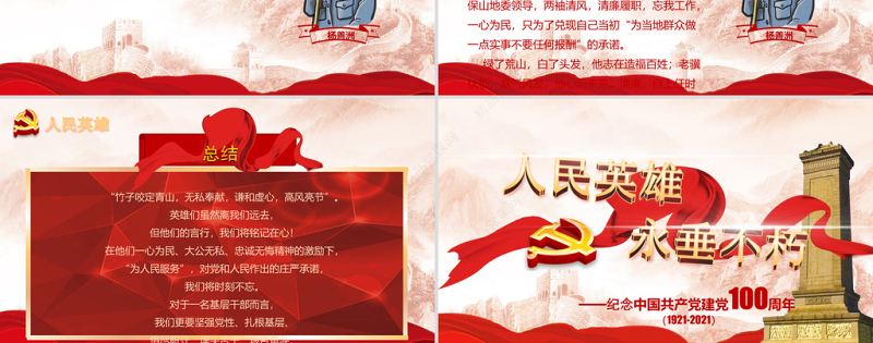 革命英雄党政风事迹学习宣传PPT模板