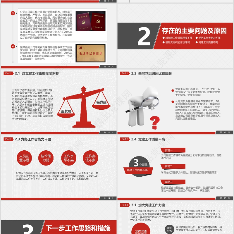 基层党建党委党支部工作报告ppt模板幻灯片